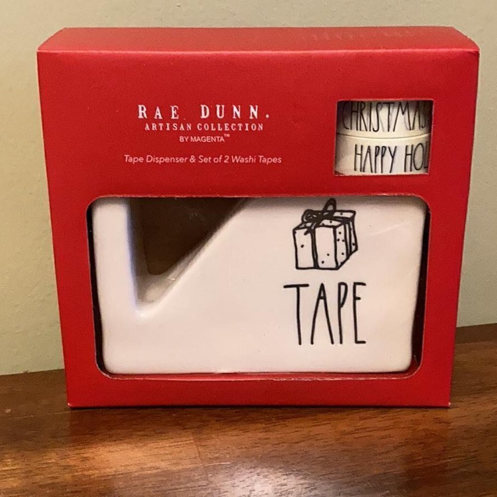 Rae Dunn Tape Christmas Gift dispenser and Washi Tapes